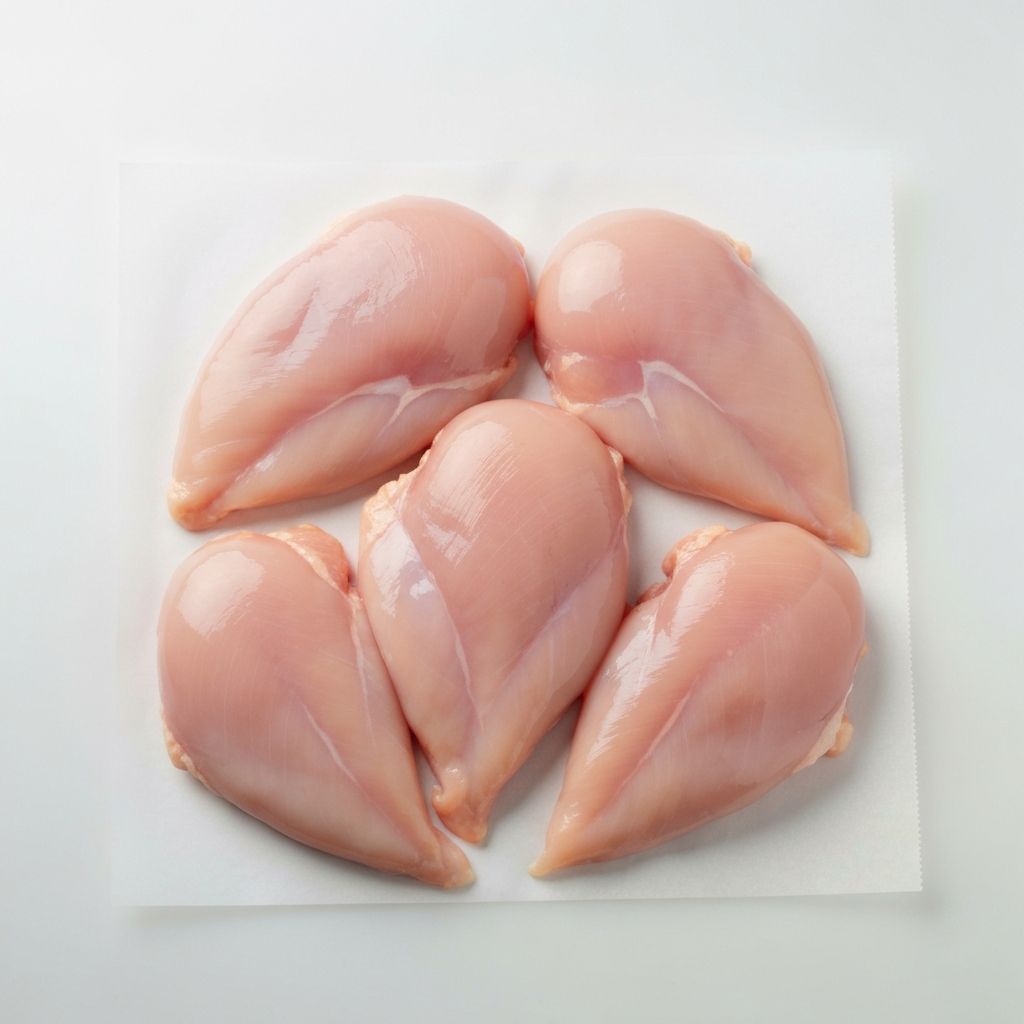 Fresh raw chicken breasts on parchment