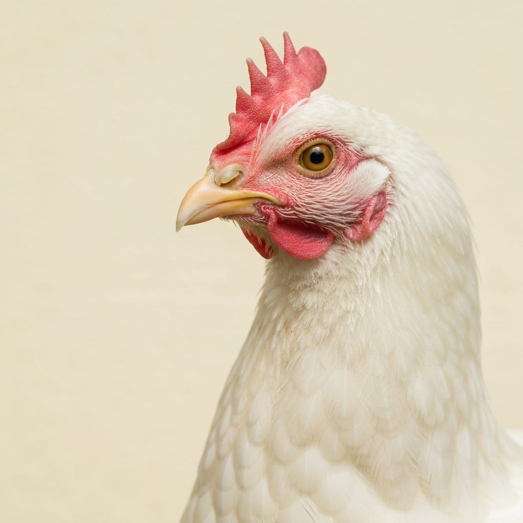 Healthy white hen portrait