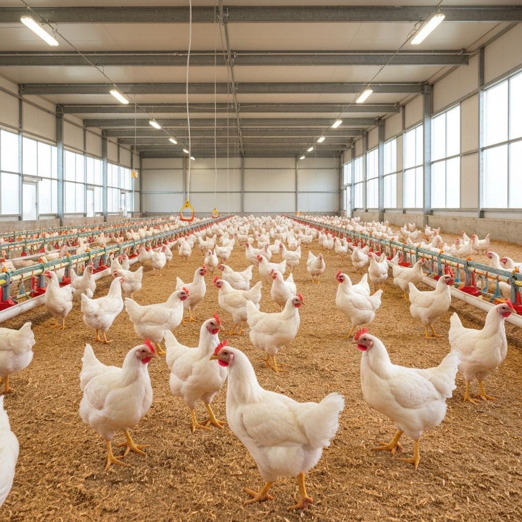 Clean modern poultry farm interior